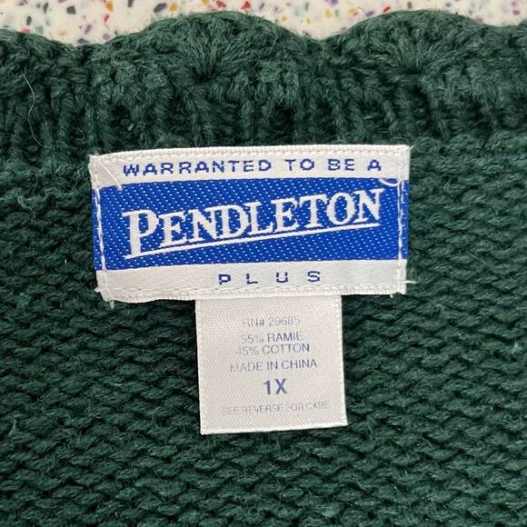 Pendleton Vintage Embroidered Floral Rose Cardigan Knit Green Sweater Women’s 1X - Picture 5 of 8